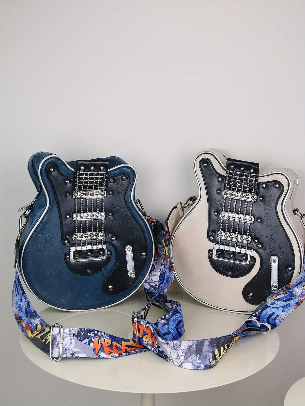 2025 Niche Guitar Shaped Y2K Style Bag, Novelty Crossbody Bag, Rivets Decor Trendy Shoulder Bag - SS69