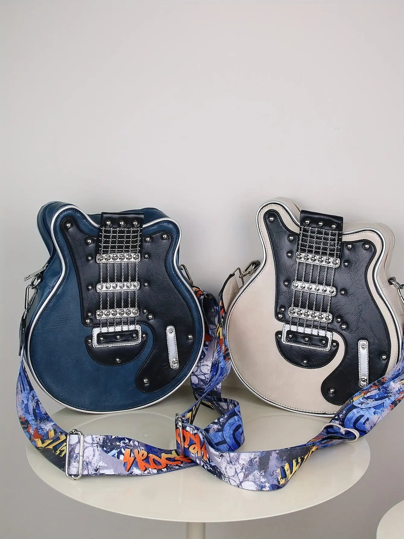 2025 Niche Guitar Shaped Y2K Style Bag, Novelty Crossbody Bag, Rivets Decor Trendy Shoulder Bag - SS69