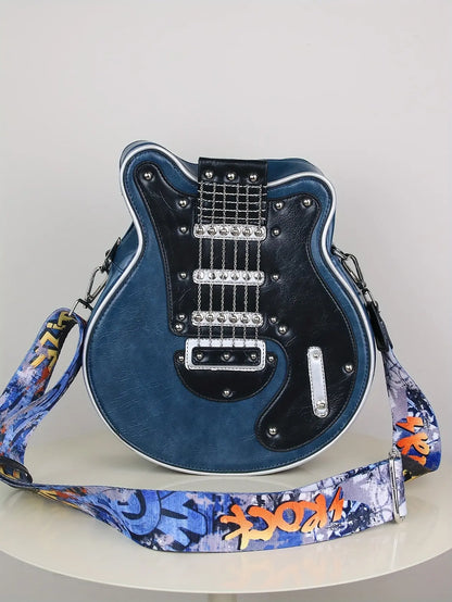 2025 Niche Guitar Shaped Y2K Style Bag, Novelty Crossbody Bag, Rivets Decor Trendy Shoulder Bag - SS69