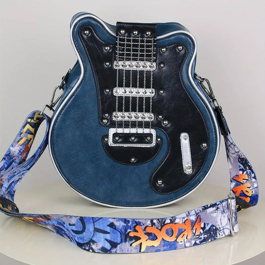 2025 Niche Guitar Shaped Y2K Style Bag, Novelty Crossbody Bag, Rivets Decor Trendy Shoulder Bag - SS69