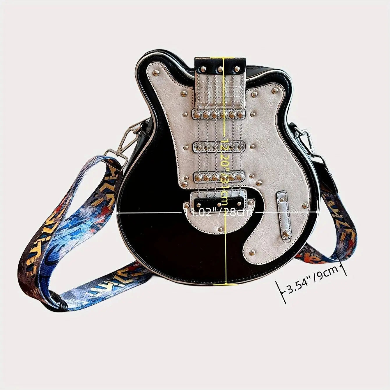 2025 Niche Guitar Shaped Y2K Style Bag, Novelty Crossbody Bag, Rivets Decor Trendy Shoulder Bag - SS69