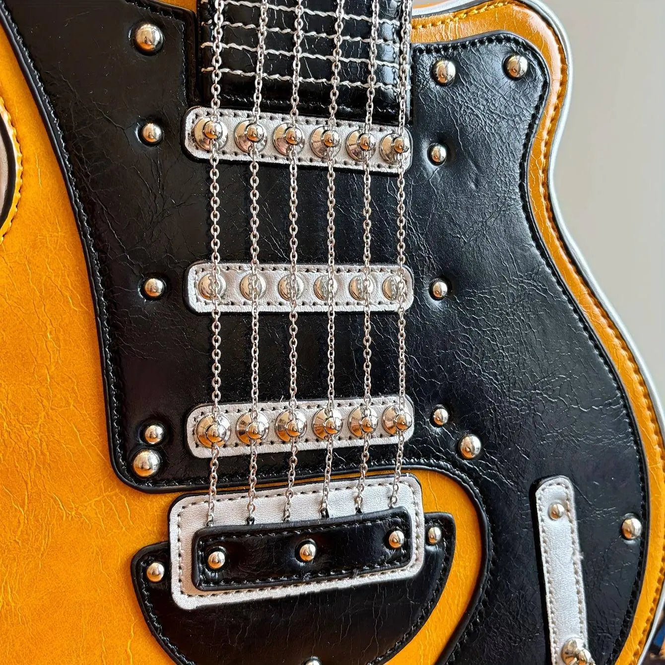 2025 Niche Guitar Shaped Y2K Style Bag, Novelty Crossbody Bag, Rivets Decor Trendy Shoulder Bag - SS69