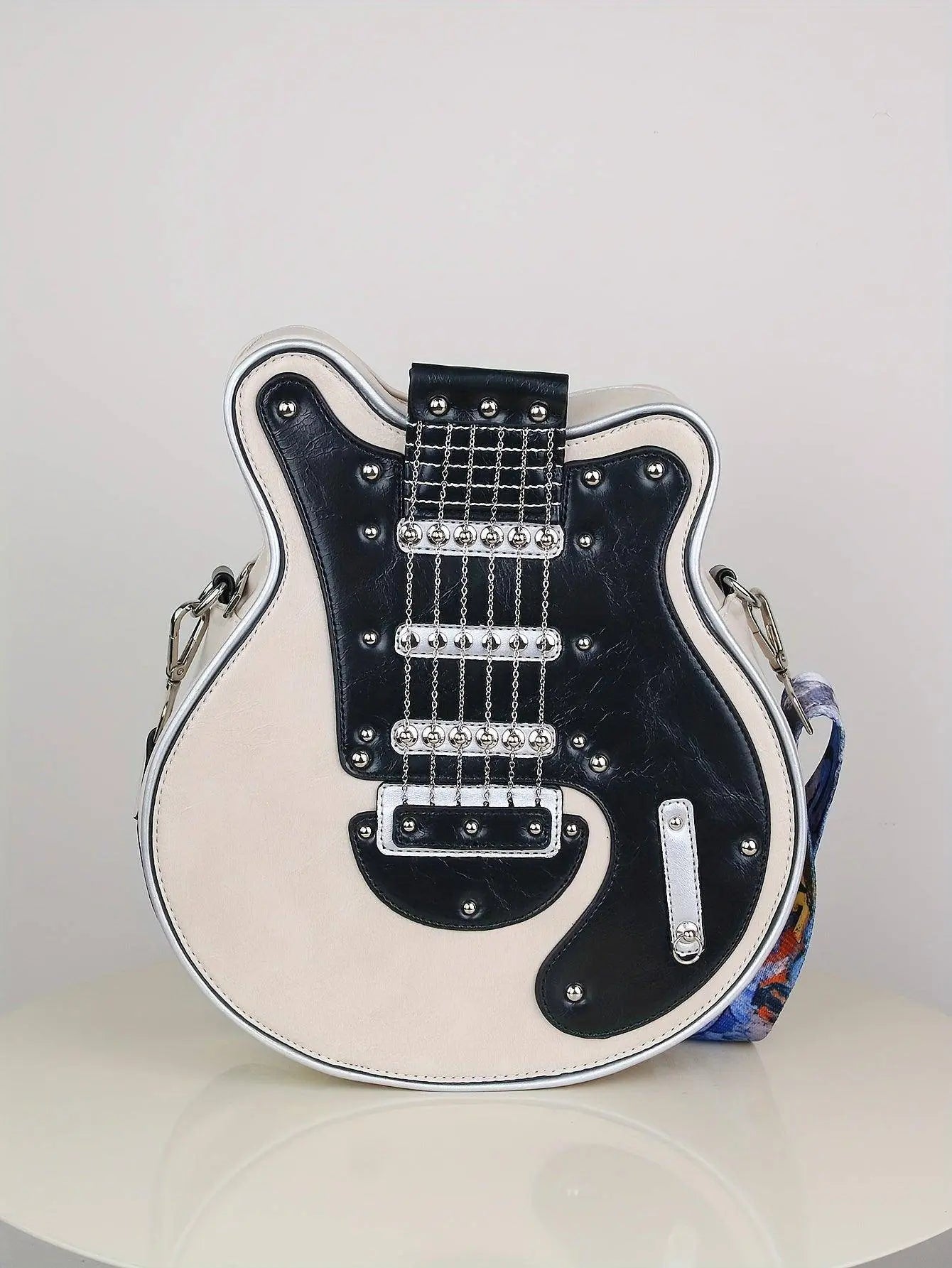 2025 Niche Guitar Shaped Y2K Style Bag, Novelty Crossbody Bag, Rivets Decor Trendy Shoulder Bag - SS69