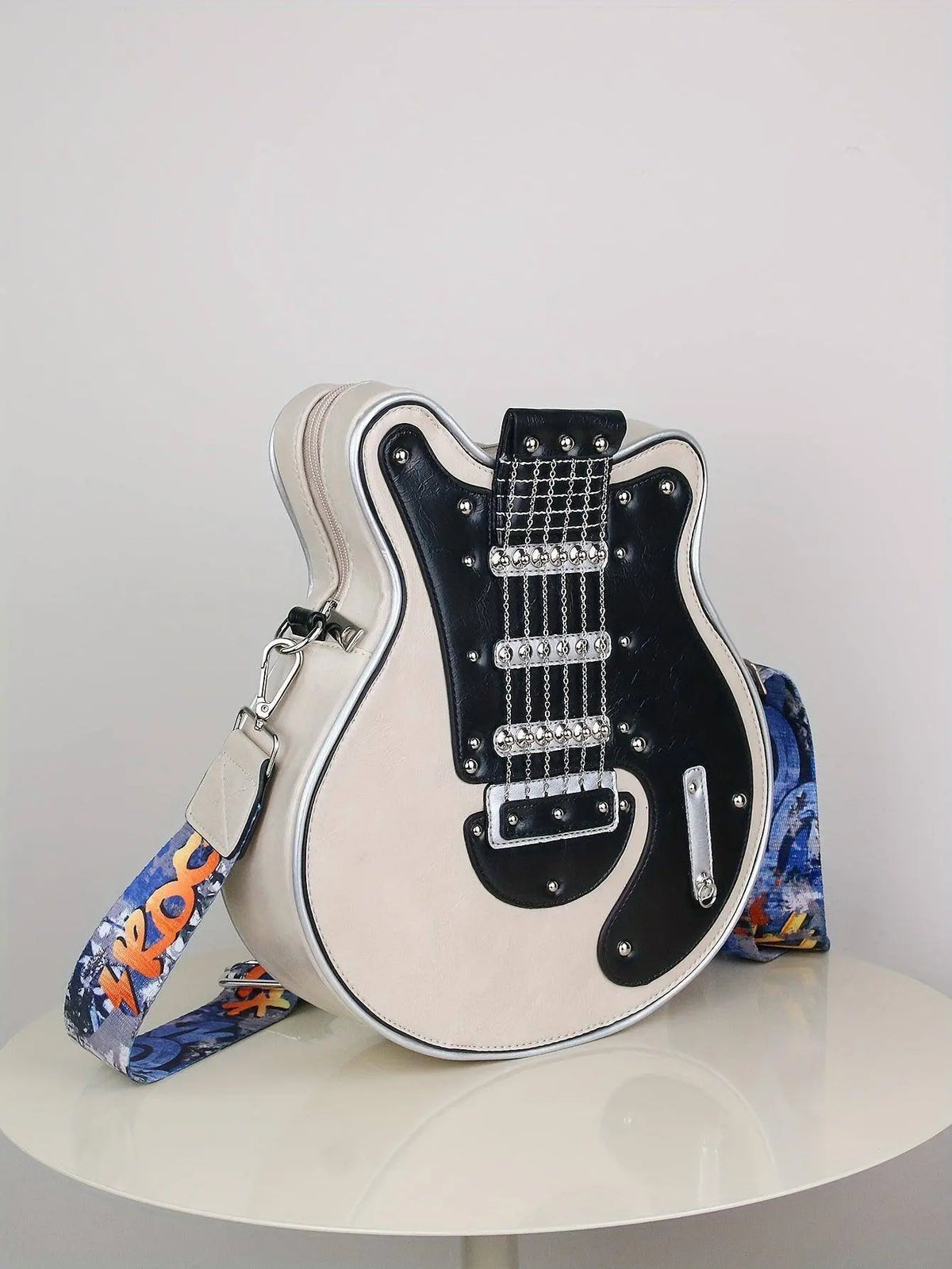 2025 Niche Guitar Shaped Y2K Style Bag, Novelty Crossbody Bag, Rivets Decor Trendy Shoulder Bag - SS69