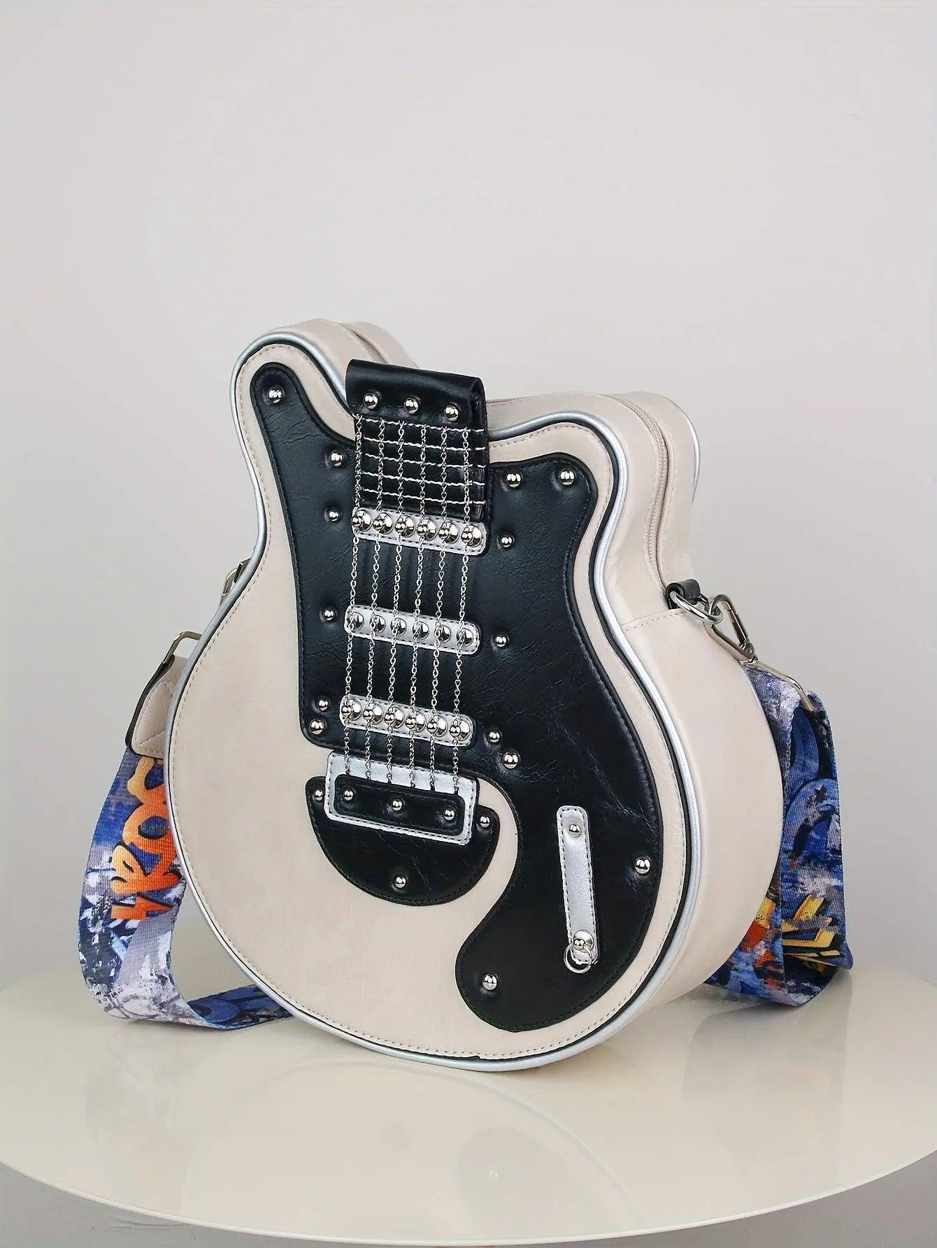 2025 Niche Guitar Shaped Y2K Style Bag, Novelty Crossbody Bag, Rivets Decor Trendy Shoulder Bag - SS69
