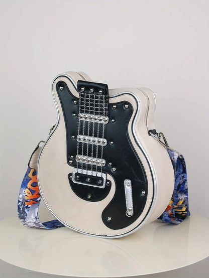 2025 Niche Guitar Shaped Y2K Style Bag, Novelty Crossbody Bag, Rivets Decor Trendy Shoulder Bag - SS69