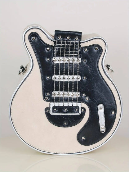 2025 Niche Guitar Shaped Y2K Style Bag, Novelty Crossbody Bag, Rivets Decor Trendy Shoulder Bag - SS69