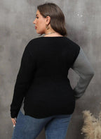 2025 Patchwork Cross Plus Size Sweater Women Sexy Deep V Large Pullover Ladies Loose Oversize Jumper Big Jerseys Curvy Knitwear SS69