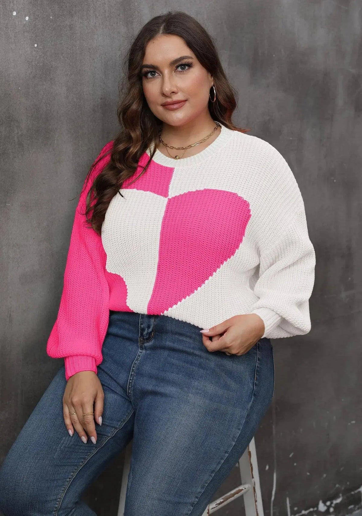 2025 Patchwork Cross Plus Size Sweater Women Sexy Deep V Large Pullover Ladies Loose Oversize Jumper Big Jerseys Curvy Knitwear SS69