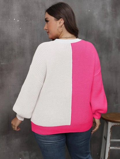 2025 Patchwork Cross Plus Size Sweater Women Sexy Deep V Large Pullover Ladies Loose Oversize Jumper Big Jerseys Curvy Knitwear SS69