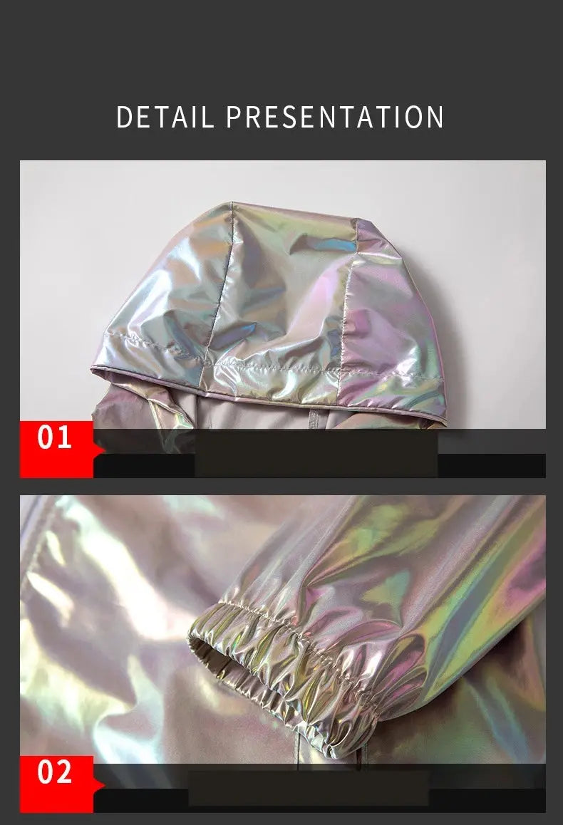 2025 Spring Summer Jacket Women Colorful Shiny Sunscreen Clothing Couples Color Thin Waterproof Coats Trend Large Size S-7XL SS69