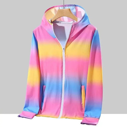2025 Spring Summer Jacket Women Colorful Shiny Sunscreen Clothing Couples Color Thin Waterproof Coats Trend Large Size S-7XL SS69
