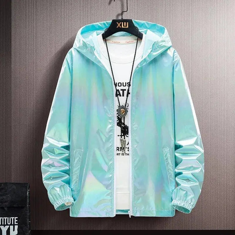 2025 Spring Summer Jacket Women Colorful Shiny Sunscreen Clothing Couples Color Thin Waterproof Coats Trend Large Size S-7XL SS69