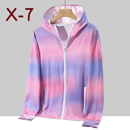 2025 Spring Summer Jacket Women Colorful Shiny Sunscreen Clothing Couples Color Thin Waterproof Coats Trend Large Size S-7XL SS69