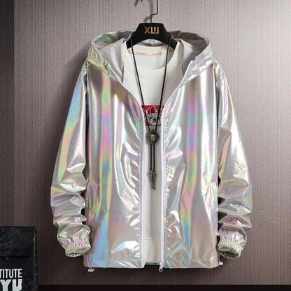 2025 Spring Summer Jacket Women Colorful Shiny Sunscreen Clothing Couples Color Thin Waterproof Coats Trend Large Size S-7XL SS69