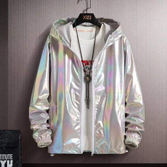 2025 Spring Summer Jacket Women Colorful Shiny Sunscreen Clothing Couples Color Thin Waterproof Coats Trend Large Size S-7XL SS69