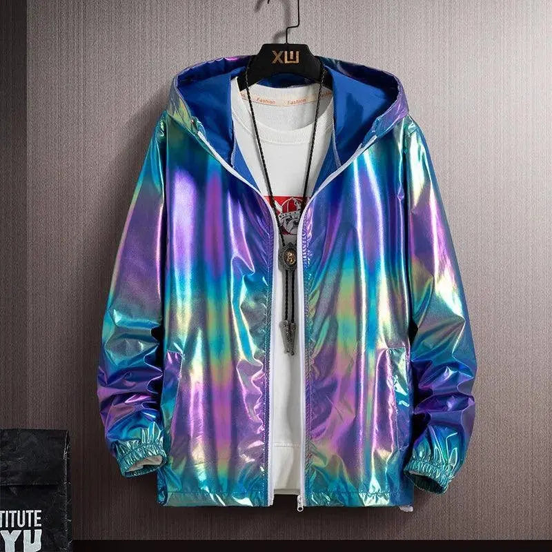 2025 Spring Summer Jacket Women Colorful Shiny Sunscreen Clothing Couples Color Thin Waterproof Coats Trend Large Size S-7XL SS69