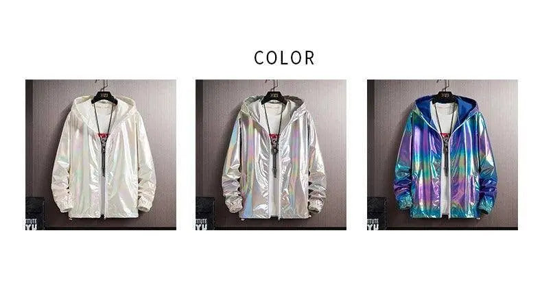 2025 Spring Summer Jacket Women Colorful Shiny Sunscreen Clothing Couples Color Thin Waterproof Coats Trend Large Size S-7XL SS69