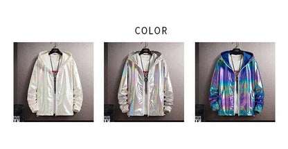 2025 Spring Summer Jacket Women Colorful Shiny Sunscreen Clothing Couples Color Thin Waterproof Coats Trend Large Size S-7XL SS69