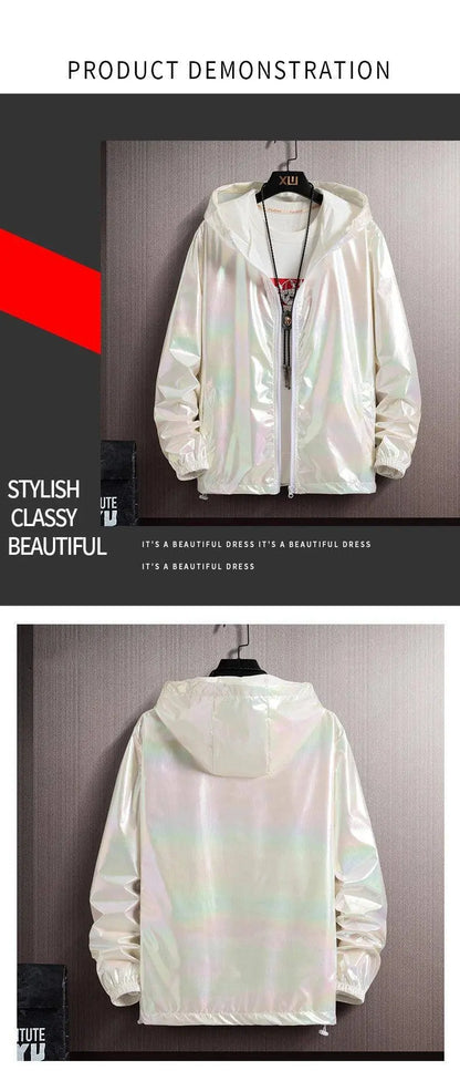 2025 Spring Summer Jacket Women Colorful Shiny Sunscreen Clothing Couples Color Thin Waterproof Coats Trend Large Size S-7XL SS69