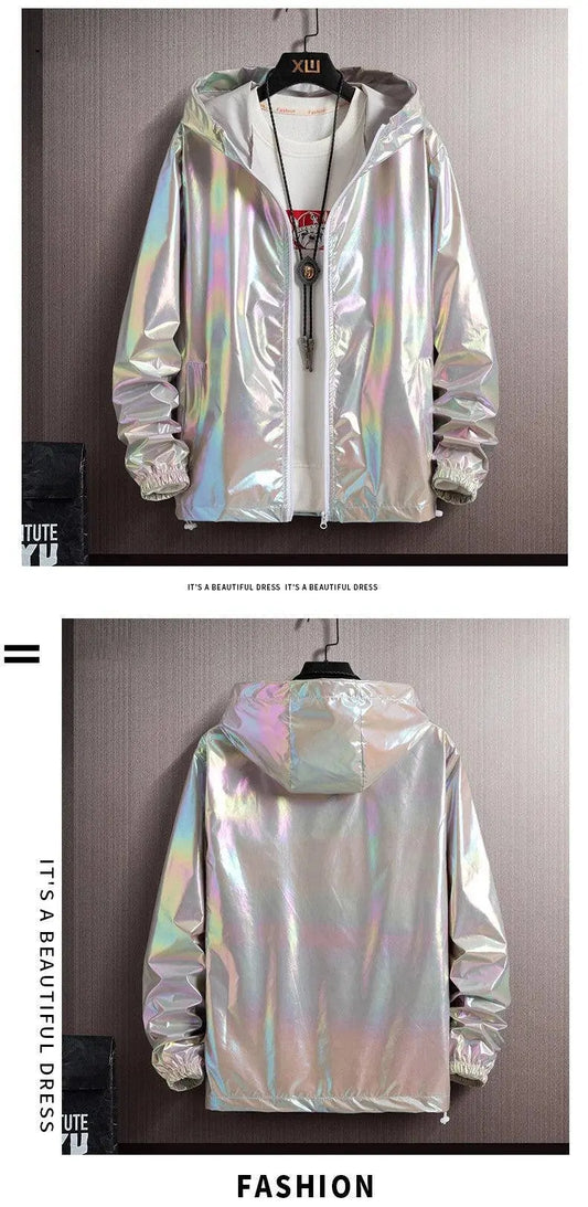 2025 Spring Summer Jacket Women Colorful Shiny Sunscreen Clothing Couples Color Thin Waterproof Coats Trend Large Size S-7XL SS69