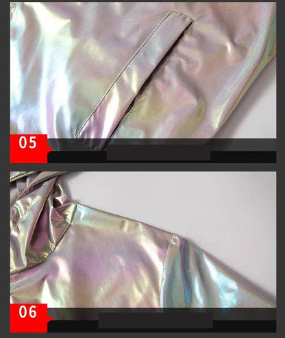 2025 Spring Summer Jacket Women Colorful Shiny Sunscreen Clothing Couples Color Thin Waterproof Coats Trend Large Size S-7XL SS69