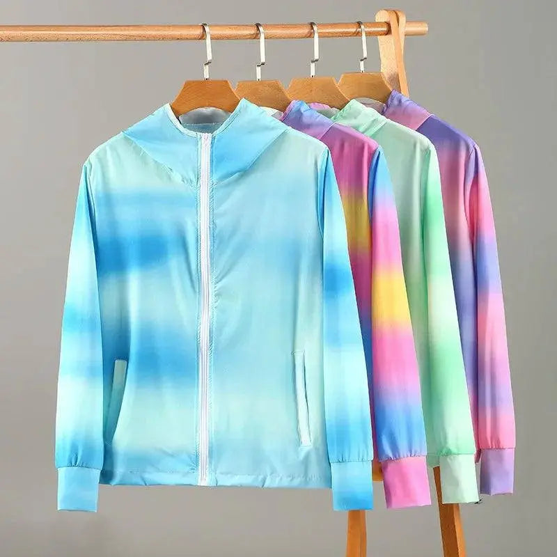 2025 Spring Summer Jacket Women Colorful Shiny Sunscreen Clothing Couples Color Thin Waterproof Coats Trend Large Size S-7XL SS69