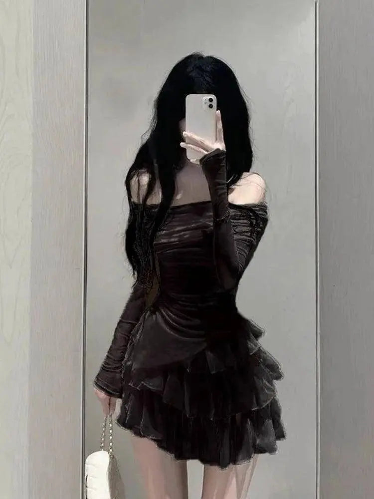 2025 Spring Two Pieces Skirt Set Women Y2k Crop Tops T-shirt + Cake Skirts Japanese Kawaii Fashion Suits Chic Outwear Korean - SS69