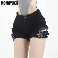 2025 Summer Vintage Trend Hot Girls Harajuku High Waisted Irregular Denim Shorts Goth Rock Sexy Women Shorts Slimming Versatile - SS69