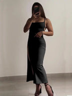 2025 explosive new dress summer high sensibility halter strap Spice Girl bag hip dress SS69