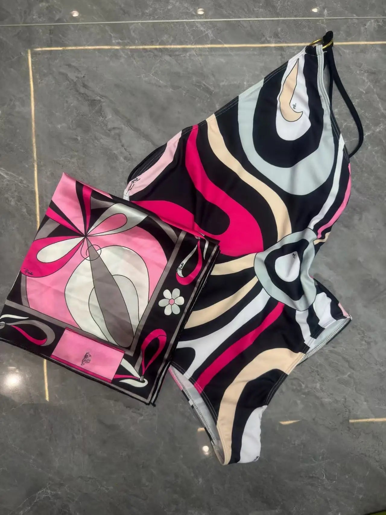 2025 striped bikini women scarf swimwear sarong swimsuit headband beachwear colorful bathing suit - SS69