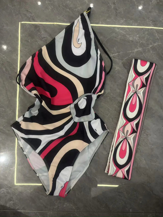 2025 striped bikini women scarf swimwear sarong swimsuit headband beachwear colorful bathing suit - SS69