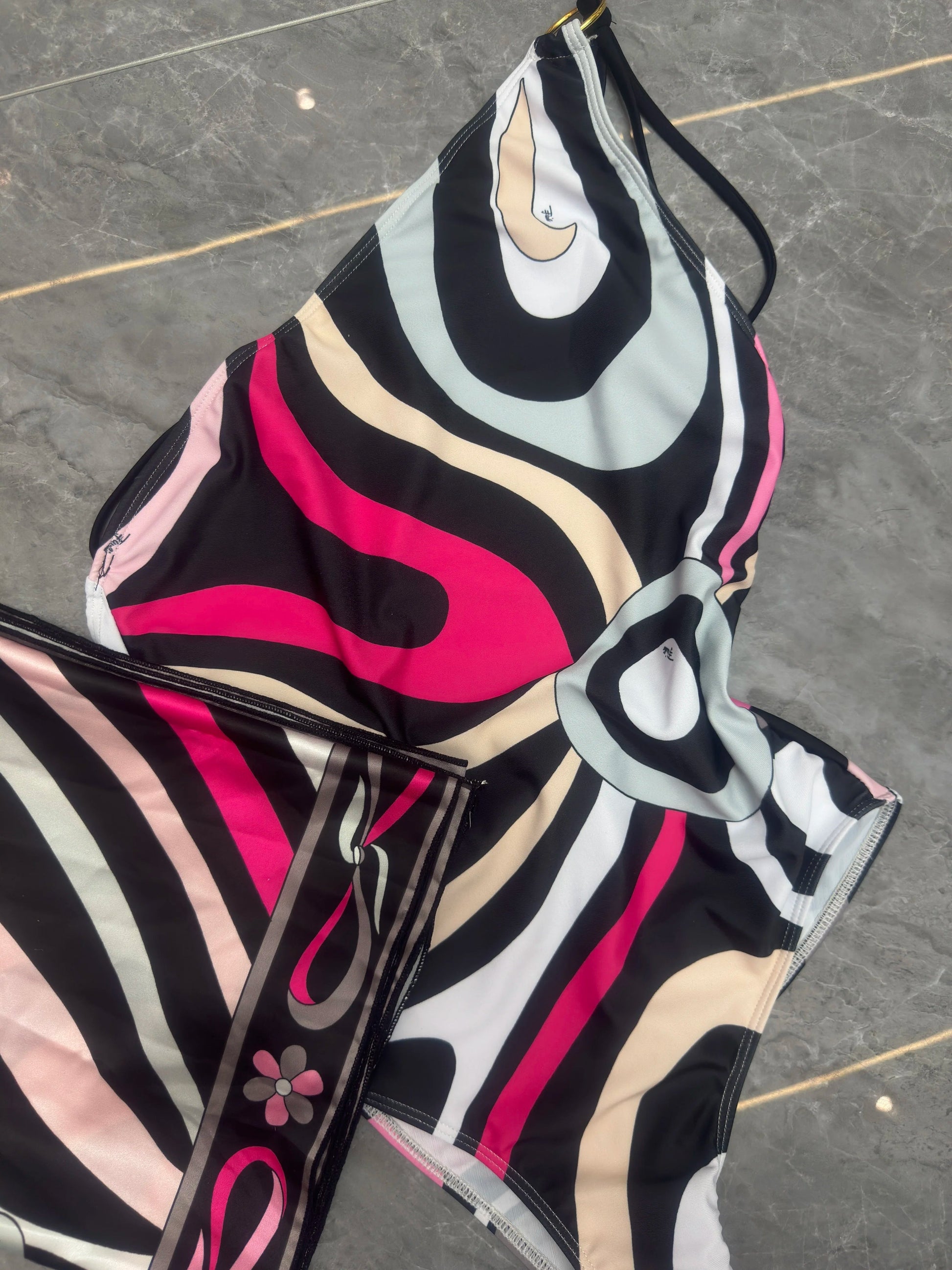 2025 striped bikini women scarf swimwear sarong swimsuit headband beachwear colorful bathing suit - SS69