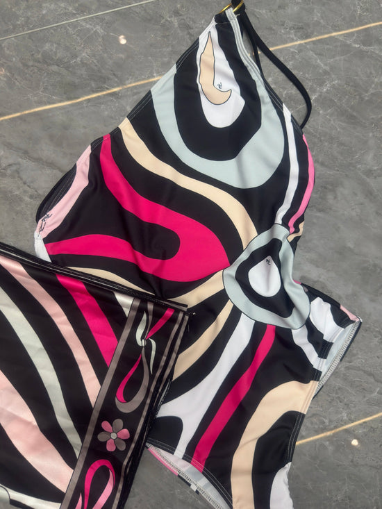 2025 striped bikini women scarf swimwear sarong swimsuit headband beachwear colorful bathing suit - SS69