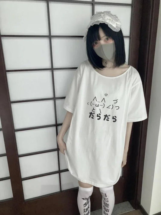 2025 Y2k Aesthetic Summer Loose T-shirt Women Casual O Neck Japanese Cartoon Tops Cute Short Sleeve Kawaii Sweet Harajuku Tees - SS69