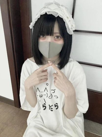 2025 Y2k Aesthetic Summer Loose T-shirt Women Casual O Neck Japanese Cartoon Tops Cute Short Sleeve Kawaii Sweet Harajuku Tees - SS69