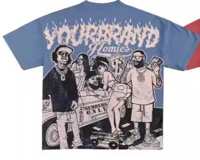 2025 Y2K Harajuku style for men's hip - hop Gothic large pattern printed punk short sleeved casual T-shirt shirts for women tops - SS69