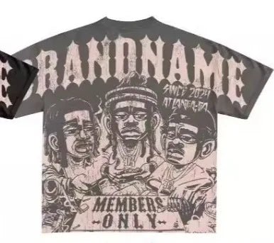 2025 Y2K Harajuku style for men's hip - hop Gothic large pattern printed punk short sleeved casual T-shirt shirts for women tops - SS69