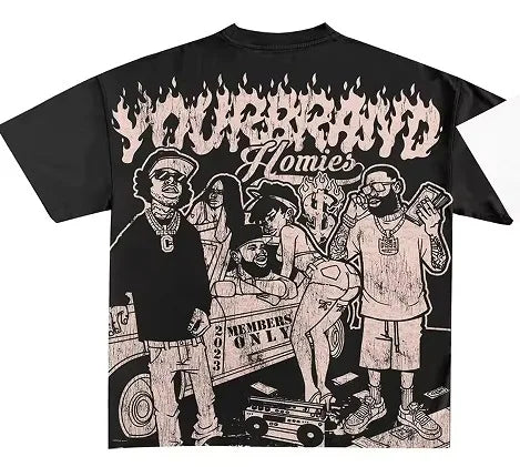 2025 Y2K Harajuku style for men's hip - hop Gothic large pattern printed punk short sleeved casual T-shirt shirts for women tops - SS69