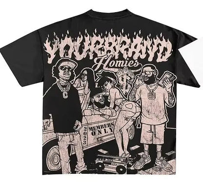 2025 Y2K Harajuku style for men's hip - hop Gothic large pattern printed punk short sleeved casual T-shirt shirts for women tops - SS69