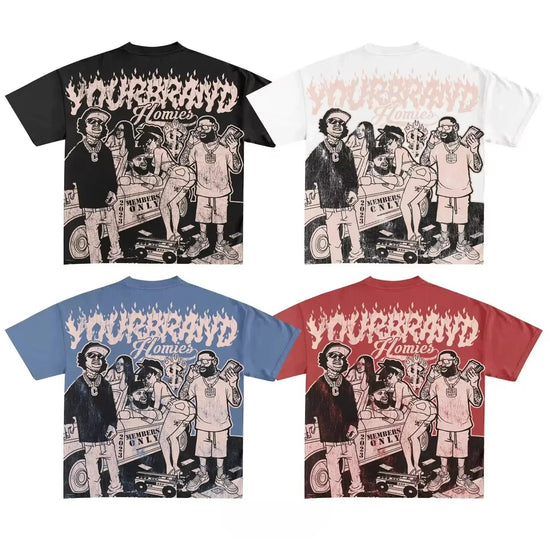 2025 Y2K Harajuku style for men's hip - hop Gothic large pattern printed punk short sleeved casual T-shirt shirts for women tops - SS69