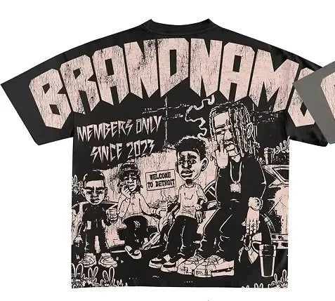 2025 Y2K Harajuku style for men's hip - hop Gothic large pattern printed punk short sleeved casual T-shirt shirts for women tops - SS69