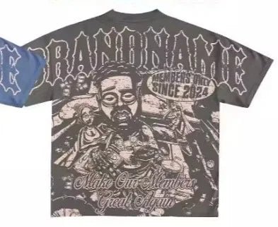 2025 Y2K Harajuku style for men's hip - hop Gothic large pattern printed punk short sleeved casual T-shirt shirts for women tops - SS69