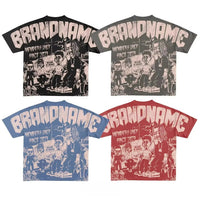 2025 Y2K Harajuku style for men's hip - hop Gothic large pattern printed punk short sleeved casual T-shirt shirts for women tops - SS69