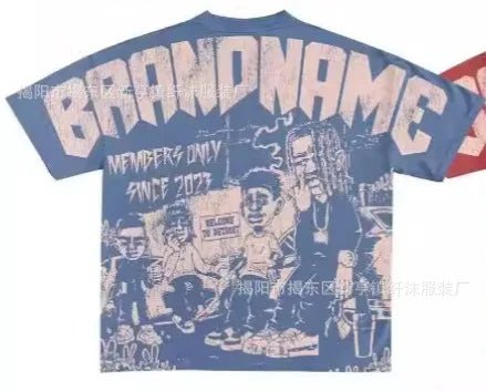 2025 Y2K Harajuku style for men's hip - hop Gothic large pattern printed punk short sleeved casual T-shirt shirts for women tops - SS69