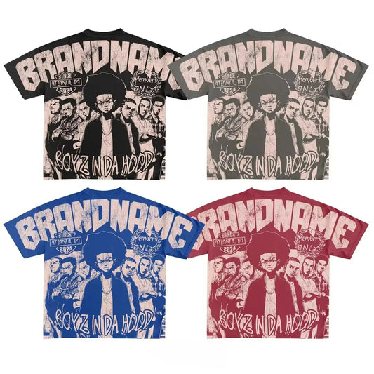 2025 Y2K Harajuku style for men's hip - hop Gothic large pattern printed punk short sleeved casual T-shirt shirts for women tops - SS69