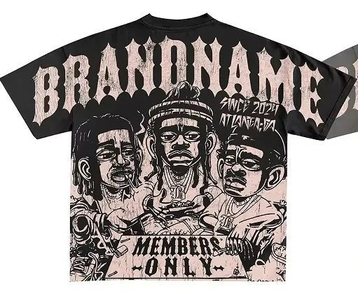 2025 Y2K Harajuku style for men's hip - hop Gothic large pattern printed punk short sleeved casual T-shirt shirts for women tops - SS69