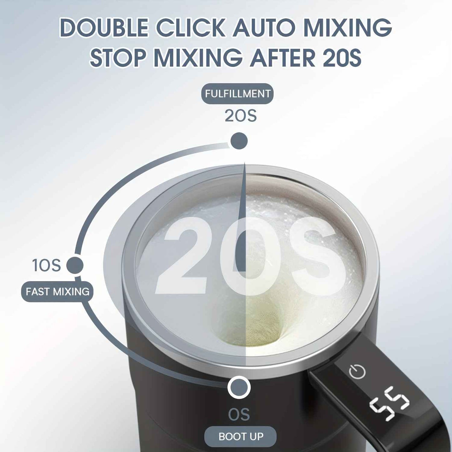 PANCERKA Self Stirring Mug, Auto Magnetic Coffee Mug with LED Display Temperature, Rechargeable Automatic Stirring Mug, 12oz Self Mixing Cup with Lid to Stir Coffee Mixed Milk at Desk Use