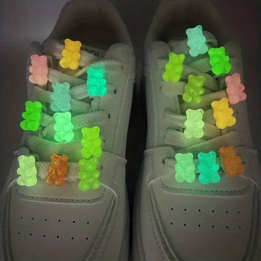 20Pcs Luminous Gummy Bear Shoelace Decoration - Cute Shoe Buckles Shoe Charms For Fashion Women Sneakers Accessories SS69