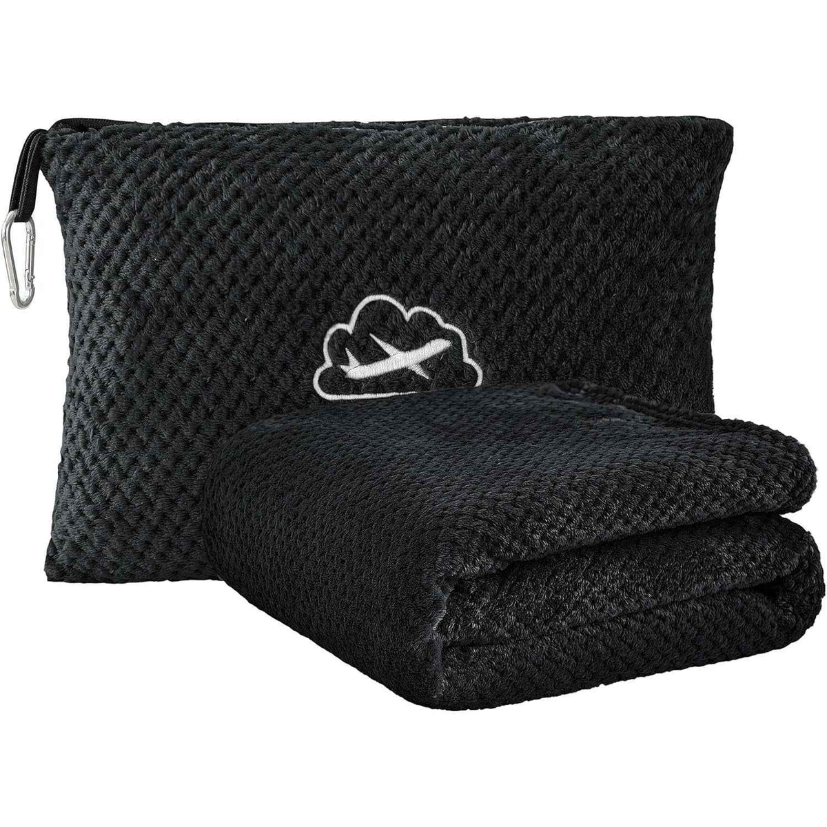 2-in-1 Ultra-Soft Flannel Travel Blanket with Pillow Travel Blanket Airplane Compact with Bag, Portable And Packable 2in 1 Jacquard Travel Pillow And Blanket Set, for Office, Sofa, Airplane & Car with Luggage Cover & Backpack